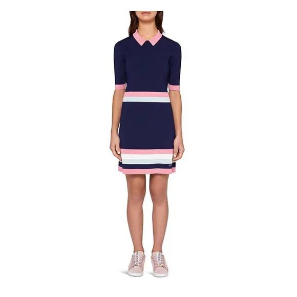 Ted Baker | 'Colour By Numbers' Origami Navy Knit Dress - Picture 16 of 16